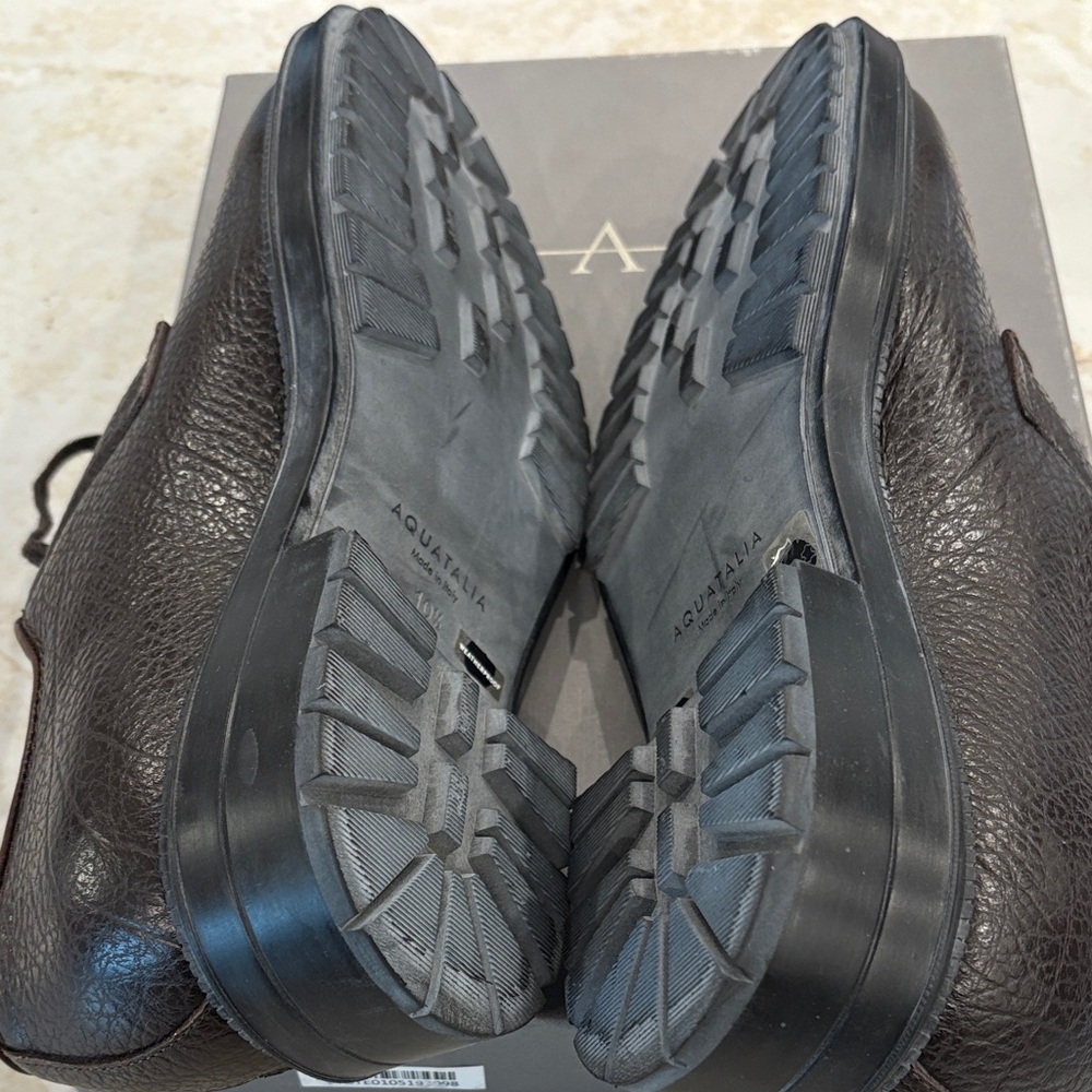 Aquatalia Dark Brown Leather Men's Tucker Oxfords Weatherproof Made in Italy - Picture 8 of 12